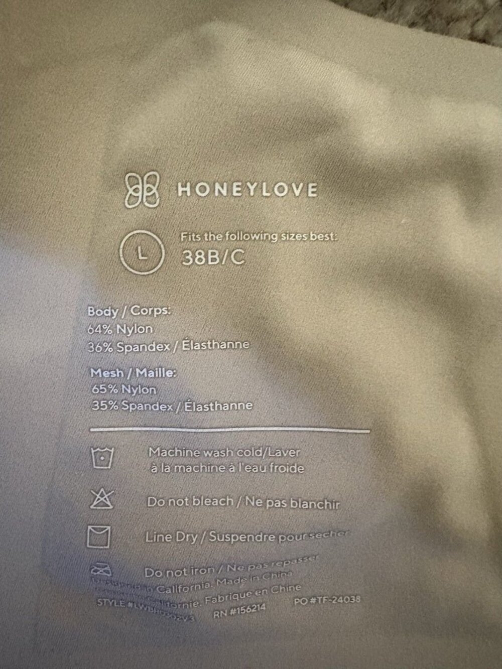 Honeylove crossover Bra Wireless Grey Beige Size 38 B / C - Picture 5 of 5